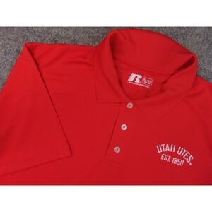 Utah Utes Polo Mens XL Red Solid Russell Athletic NCAA College Sports Fan Gear